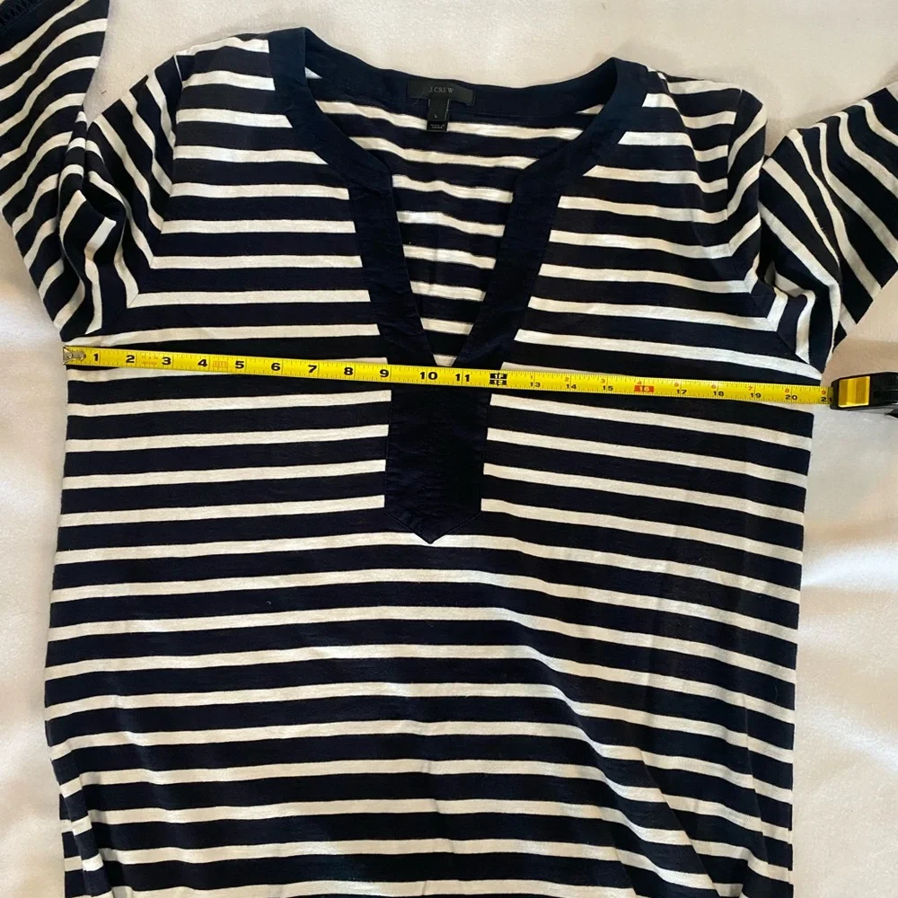 J. Crew Women Nautical Navy Blue White Striped Dress‎ Size Large